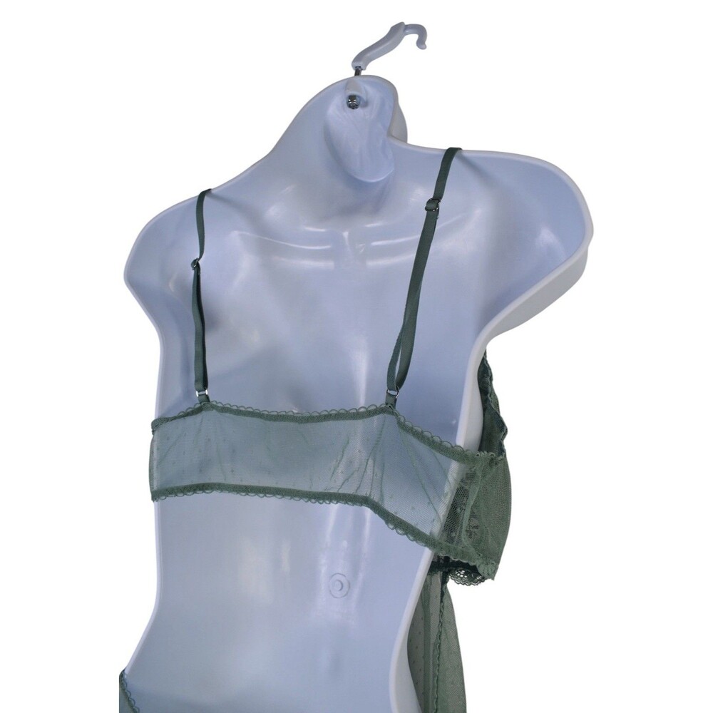 Victoria's Secret Babydoll Chemise Green Lace Mesh Lingerie Nightgown Sleepwear - Picture 8 of 13